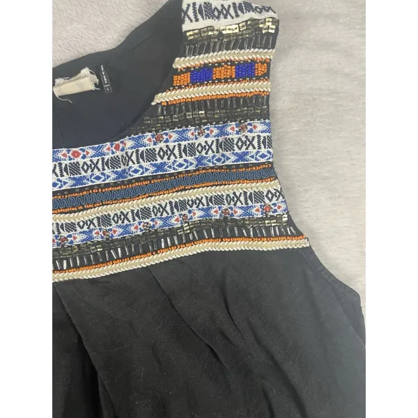 Anthropologie Akemi + Kin Knit Top Black Bohemian Embroidered Beads Size L - Image 5