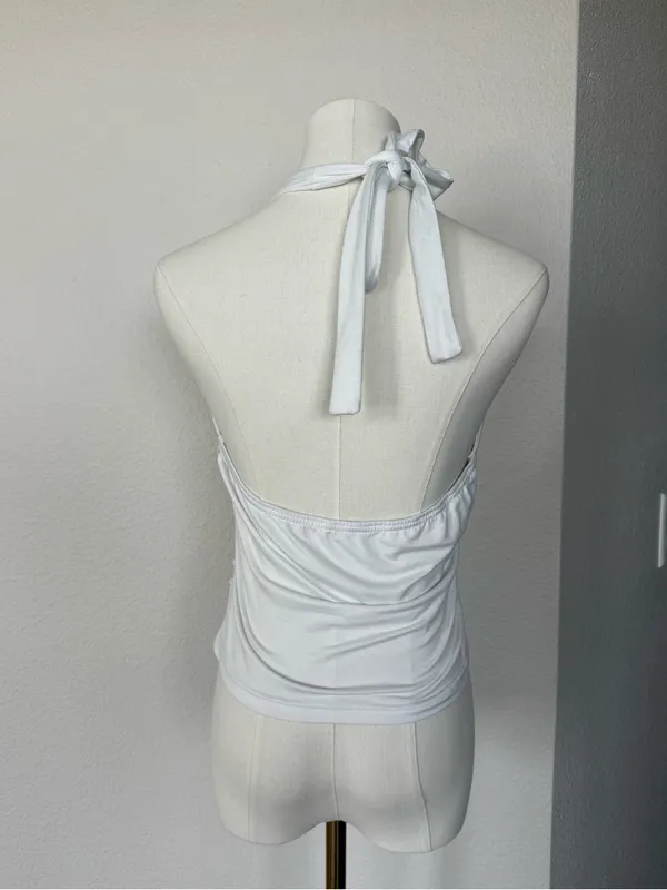 Cider White Halter Neck Ruched Top - Size M - Image 2