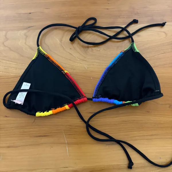 Victorias Secret Rainbow Colorblock Triangle Bikini Set Small High Leg String - Image 3