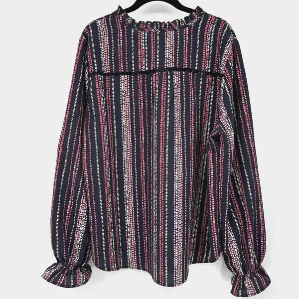 Tea Please Peasant Womens 1X Pink Black dots Balloon Sleeves Boho Blouse Top - Image 2