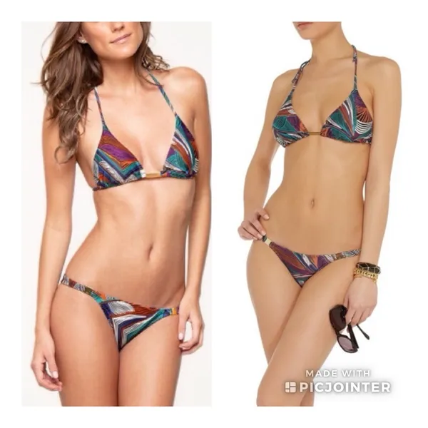 ViX Belize Tribal Leaf Black Print Bikini L Set Size L - Image 2