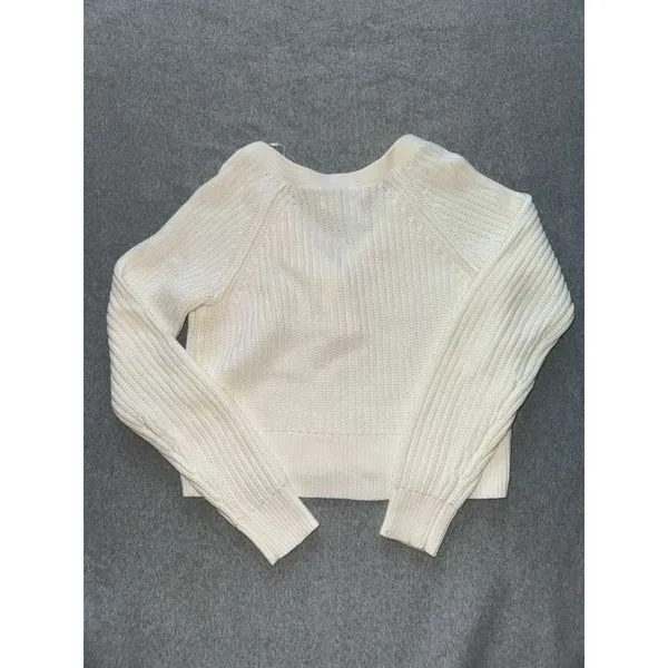 Aeropostale Long Sleeve Cropped Knit Sweater V Neck‎ Tan Womens Sz Xs - Image 6