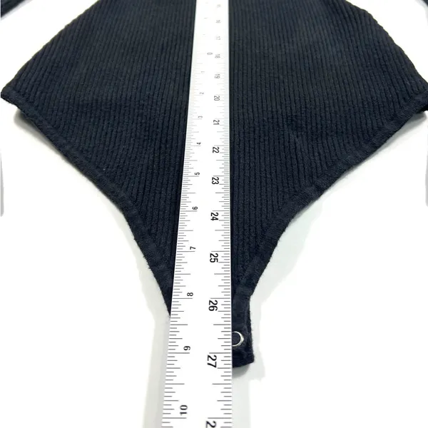 Abercrombie & Fitch Black Ribbed Square Neck Long Sleeve Bodysuit Small EUC - Image 8