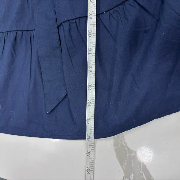 Jcrew Dress Size 12 Navy Blue Sleeveless Cotton Vneck Tie Waist NWT - Image 8