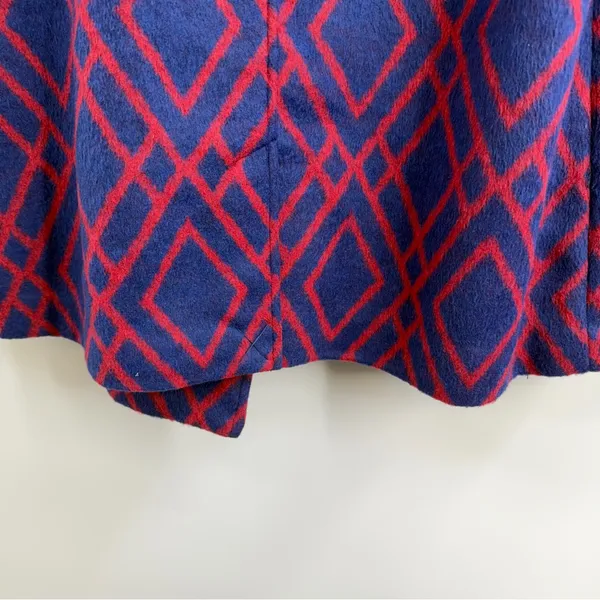 C. Wonder Geometric Diamond Print Coat Navy Red Brooch Women’s S NWOT - Image 8