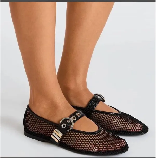 Steve Madden Lucia black mesh ballet flats with buckle detail NO BOX - Image 2