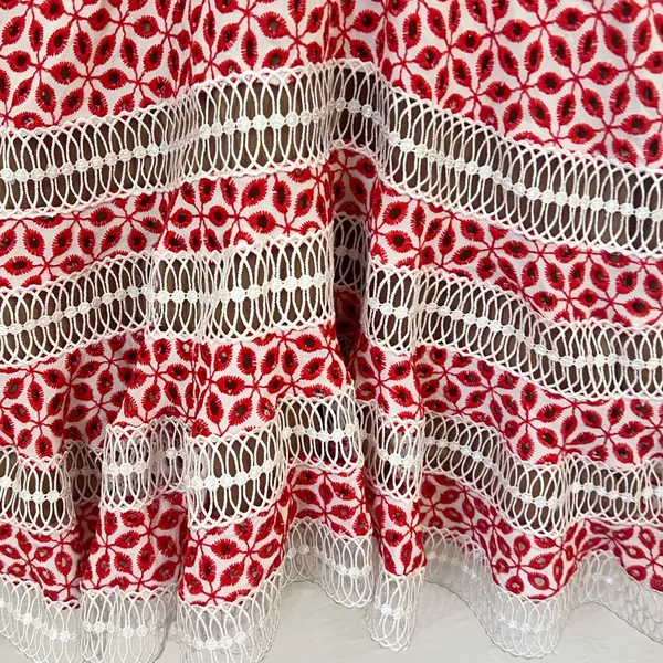Bardot Camille Eyelet deep red Mini Dress size 6 - Image 3