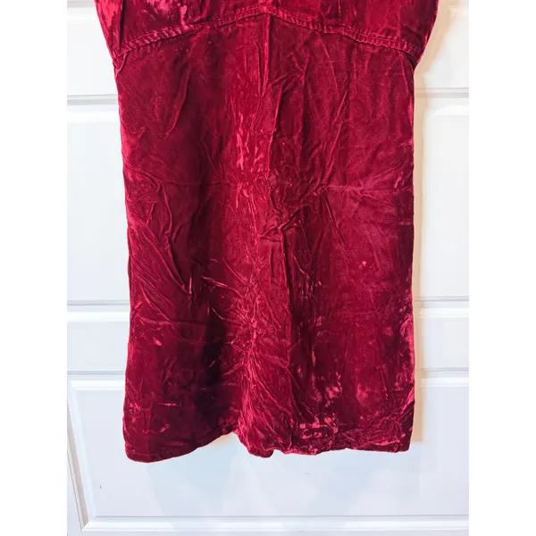 Vintage 90s TRIPP NYC Burgundy Velvet Mini Dress Medium Whimsigoth Goth - Image 4