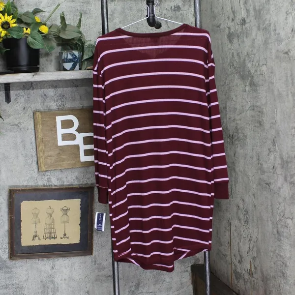 NWT GAP Womens Henley Dorm Long-Sleeve Sleepshirt G1086XDLMA Red Striped M - Image 3