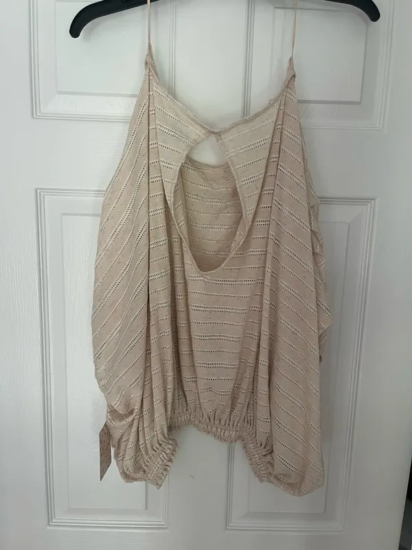 NWT Free People Azalea Cream Crochet Eyelit Oversized Shirt - Image 6
