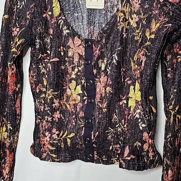 NWT Free People Angelina cropped floral combo long sleeve top blouse sz Medium - Image 3