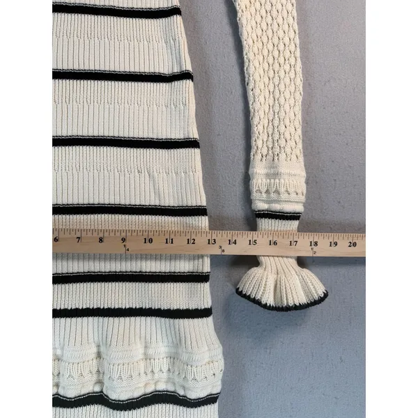 Kivari Cream Black Striped Ruffle Knit Maxi Dress Long Sleeve Size US 4 - Image 6