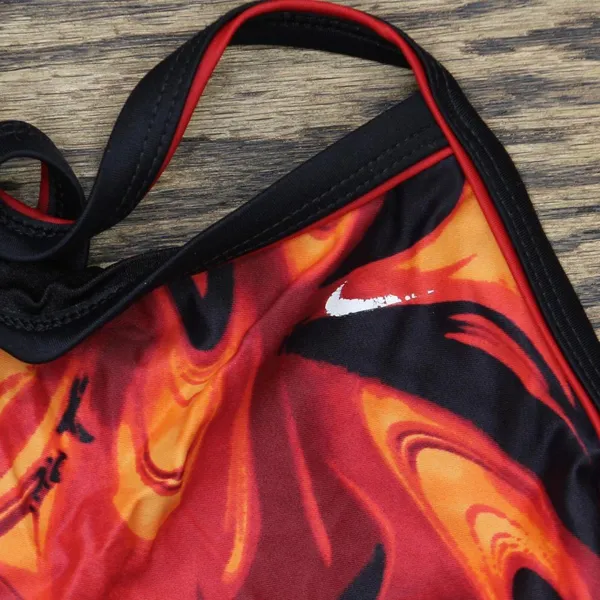 Nike Womens Lined Open Back One Piece Swimsuit 16790f35feaae4 Black Red 6 - Image 4