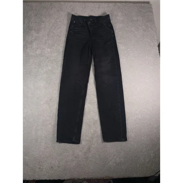 American Eagle Super High Rise Baggy Straight Jeans Womens 2 Long Denim Black - Image 2