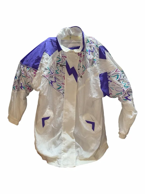 Source Unknown White and Purple Retro Track Jacket and Joggers Set - Image 2