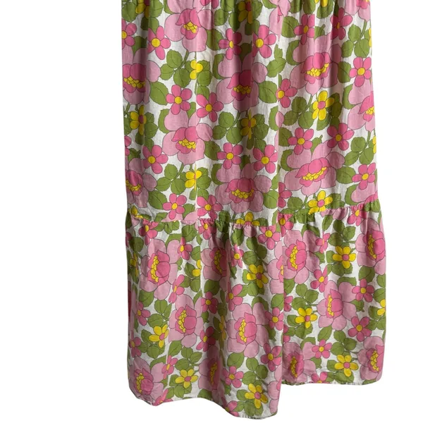 Show Me Your MuMu Cathy Pink Retro Floral Sweetheart Tie Back Puff Maxi Dress M - Image 12