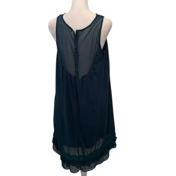 Altar'd State size small teal sleeveless lace and ruffles sheer A line dress EUC - Image 2