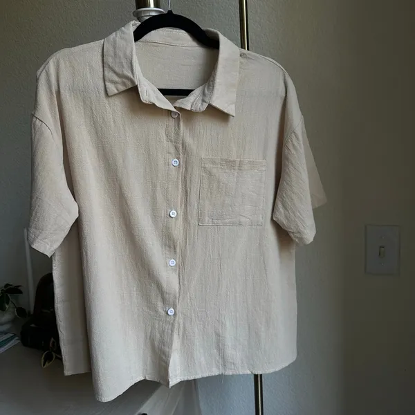 Amazon Cream 2-Piece Short Sleeve Button Up Set - Image 2