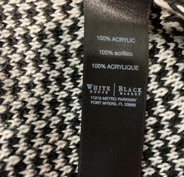White House Black Market black white fringe poncho size M - Image 7