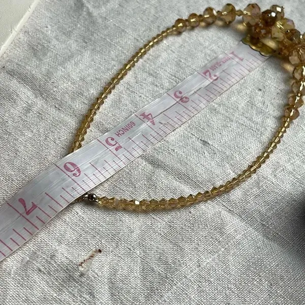 Peach glass AB coated bi-cone round facetted necklace. - Image 7