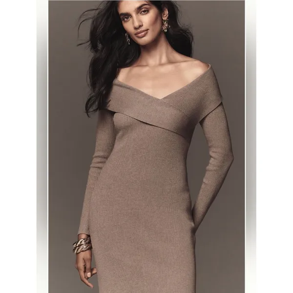 Anthropologie Off-Shoulder Slim Sweater Dress - Image 2