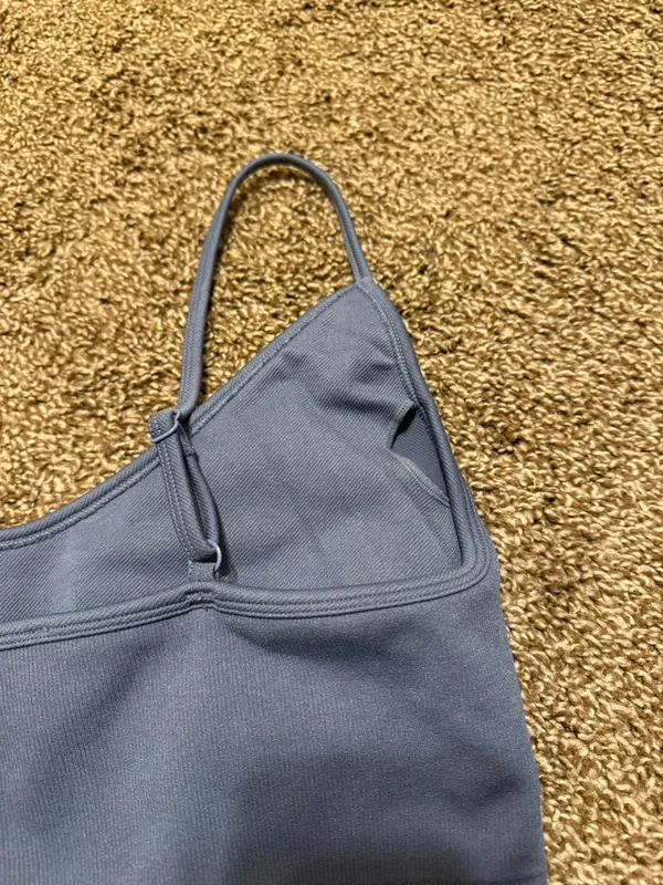 BO+TEE Womens Blue Seamless Spaghetti-Sport Bra - Image 4