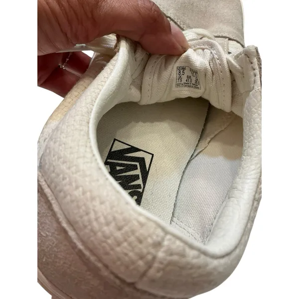 VANS Old Skool Woven Check Marshmallow White Suede Low Top Sneakers Women's 10 - Image 2