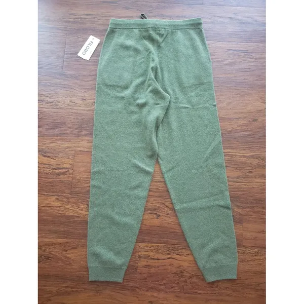 Filoro 100% Cashmere Army Green Knit Jogger Pants Size S New Lounge Luxury - Image 6