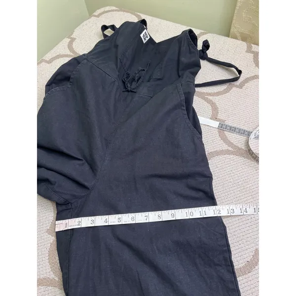 Lucy & Yak Black Linen Blend Jumpsuit Size 2 Wide Leg Cropped Drawstring Waist - Image 11