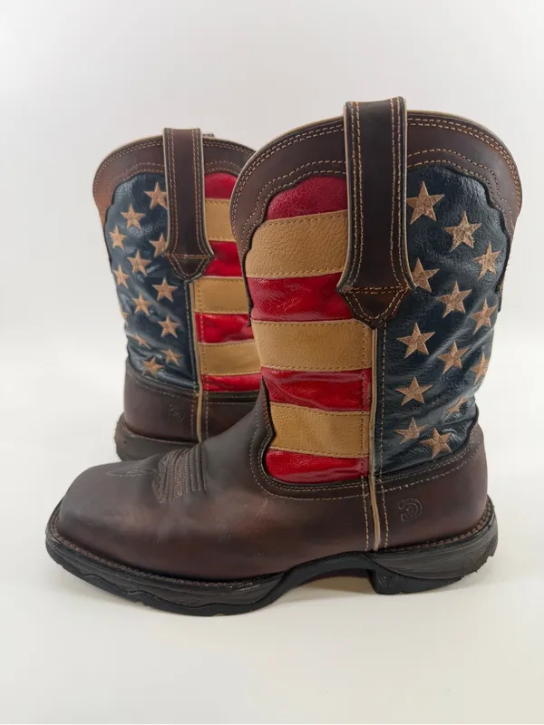 Durango Lady Rebel Steel Toe American Flag Western Work Boots 9.5 - Image 2