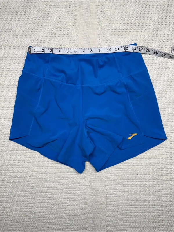 Brooks Run Happy Women's Royal Blue Running Shorts with Yellow Logo - Image 6
