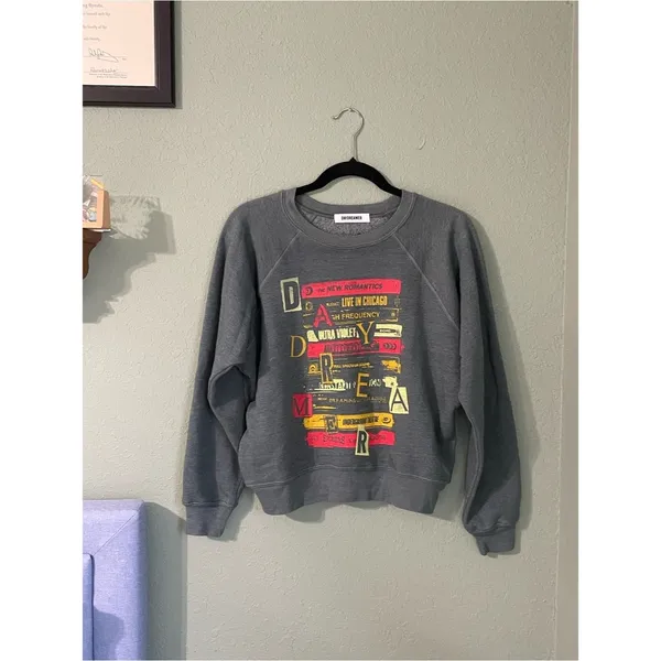 Daydreamer Music Head Shrunken Raglan Sweatshirt Size XS Green Gray - Image 2