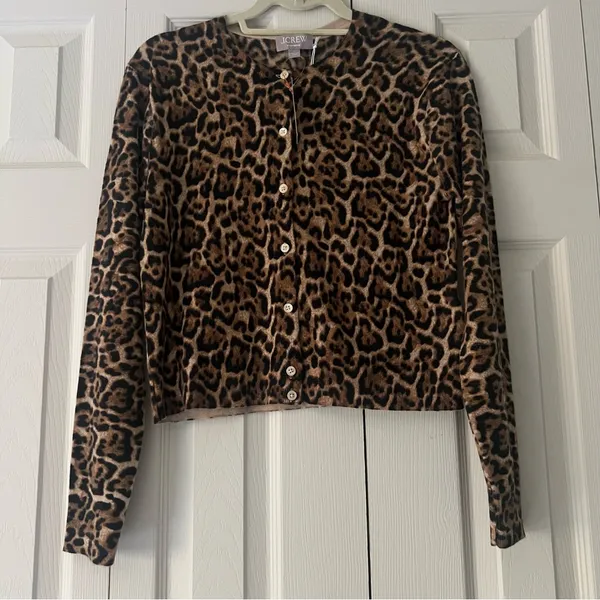 J. Crew Cashmere Leopard Print Sweater - Image 3