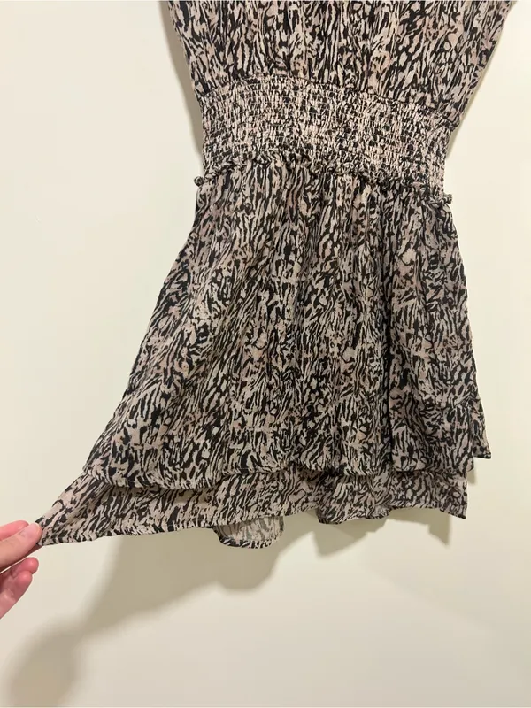 Rails Angelina Smocked Mini Dress Tan Cheetah Print Size Small - Image 3