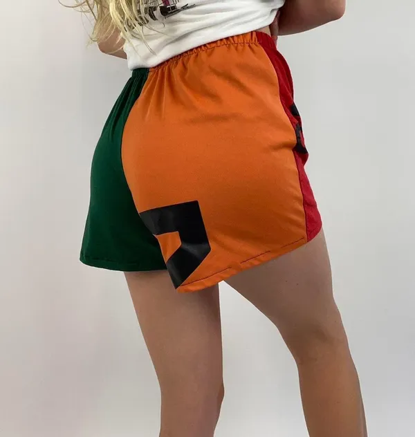 Custom Reworked Patchwork Shorts Red Size M - Image 3