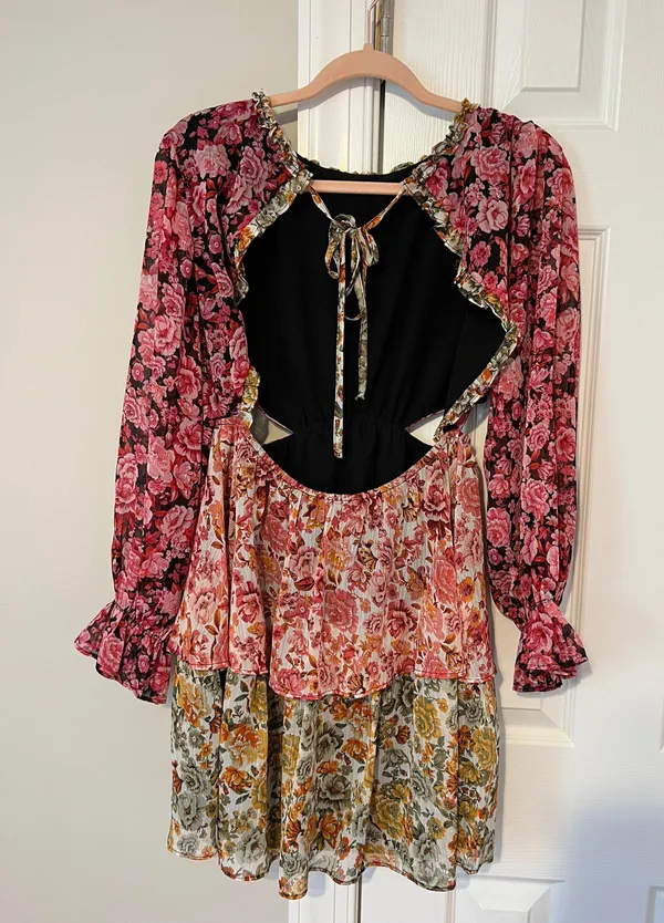 Floral Cut-out Mini Dress - Image 2