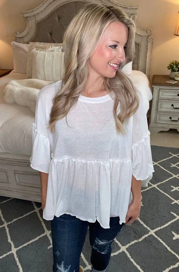 Altar'd State white Bella Ruffle Top. Size Medium - Image 4