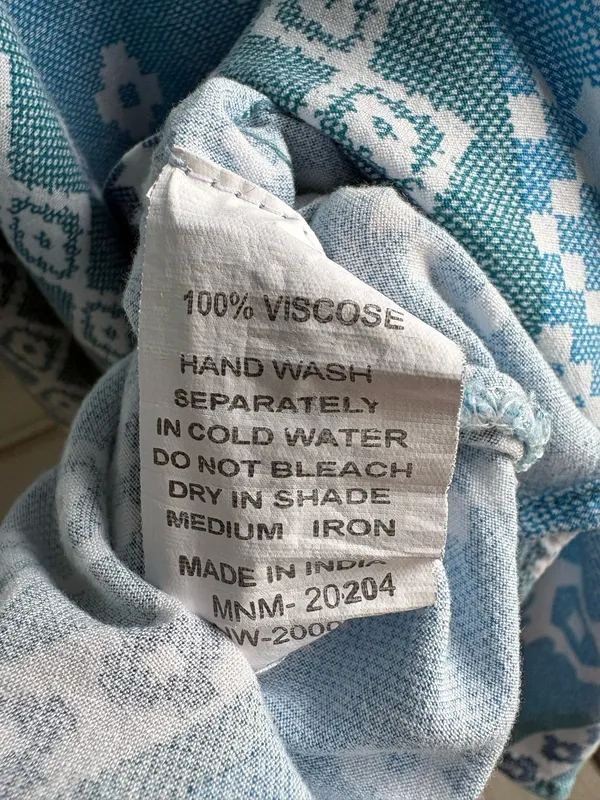Biba Blue & White Geometric Blouse | Size 36/L - Image 4