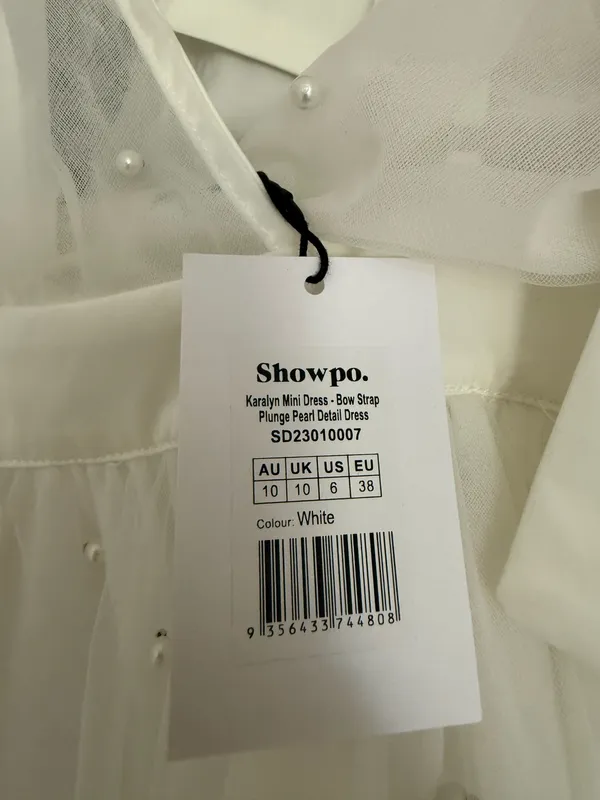 Showpo NWT NWT Karalyn mini dress- bow strap plunge pearl detail size 6 - Image 5