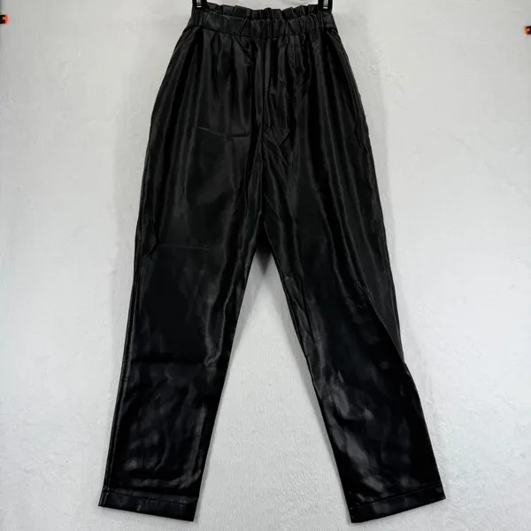 Avec Les Filles Black Faux Leather Paperbag Waist Pants Women's Size S‎ - Image 9