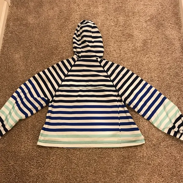 Hunter by Target Blue, Green, and White Rain Jacket. Has Stripes and Mesh Detail - Image 2