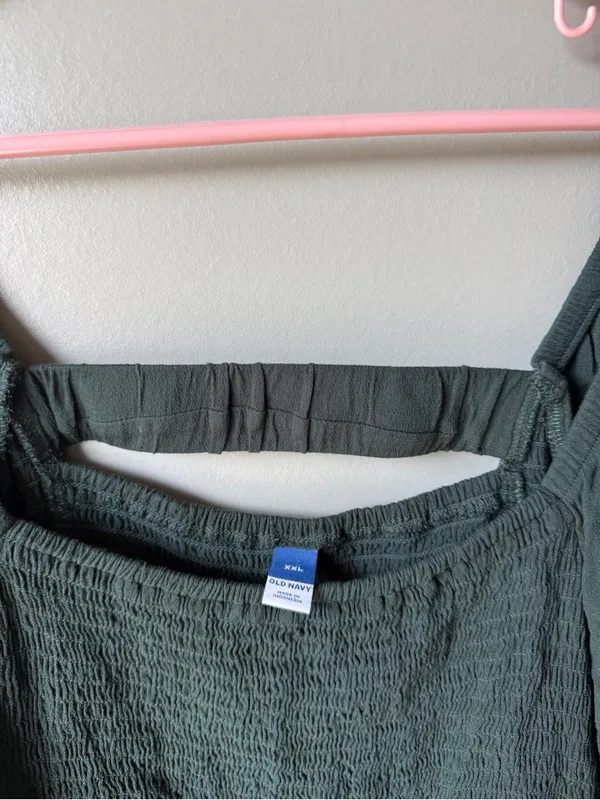 Old Navy Women’s Smocked Peplum Blouse Puff Sleeve Cottagecore Boho Fairy Green XXL - Image 4