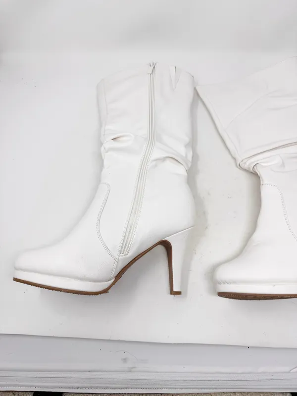 White Calf Boots size 8.5 Top Moda Retro Western Heeled Boots - Image 7