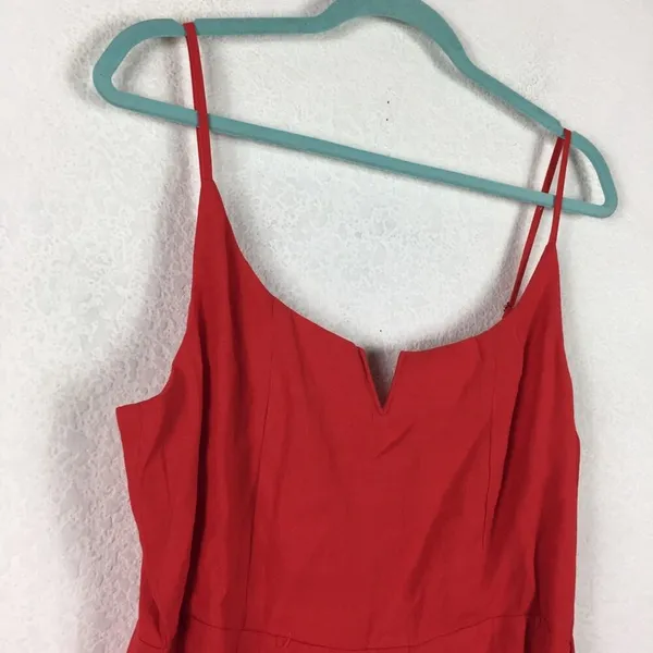 NEW Lulus Sunny Oasis Mini Dress XL Coral Red Ruffled Faux-Wrap Sleeveless - Image 5