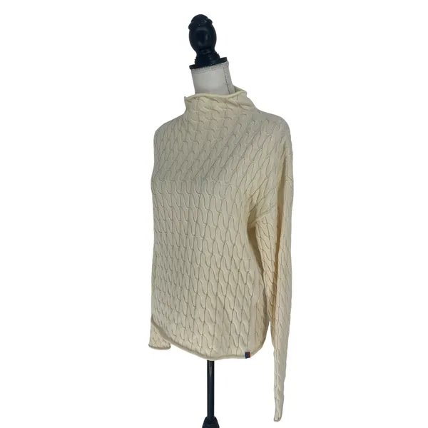 KULE The Mirabelle Cream Mock‎ Neck Cable Knit Cotton Sweater Size Medium - Image 5