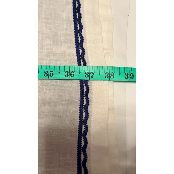 Boden Shift Dress Sz 16 Ivory Navy Blue Embroidered Linen V-Neck Boho Vacation - Image 11