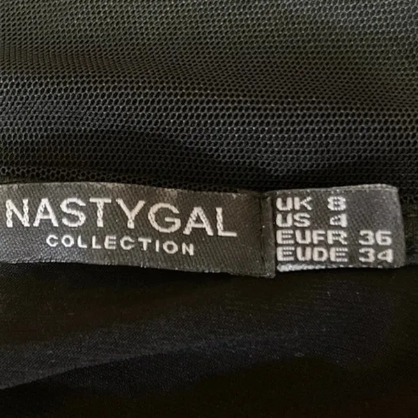 Nasty Gal Black Mesh Long Sleeve Ruched Square Neck Thong Bodysuit Top Size 4 - Image 7