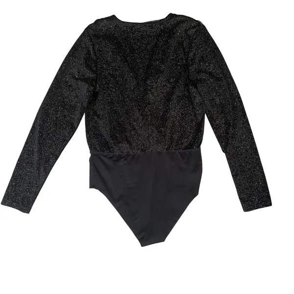 Altar'd State Black Gold Glitter Bodysuit Womens Medium‎ Long Sleeve Party Top - Image 2
