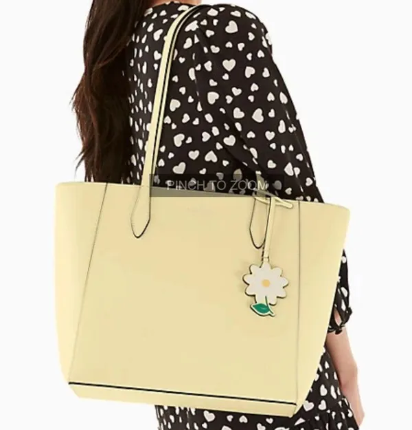 Authentic KATE SPADE Saffiano leather zip top Tote/Flower charm - Image 2