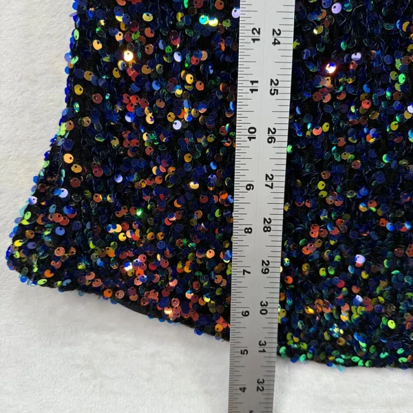 Hello Molly Sequin Mini Dress Party Cocktail‎ Navy Multi Size 8 - Image 3